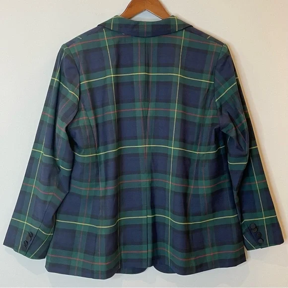 Lauren Ralph Lauren Tartan Plaid Blazer Jacket Wool Blend Bullion Patch 16W NWT - Picture 7 of 15